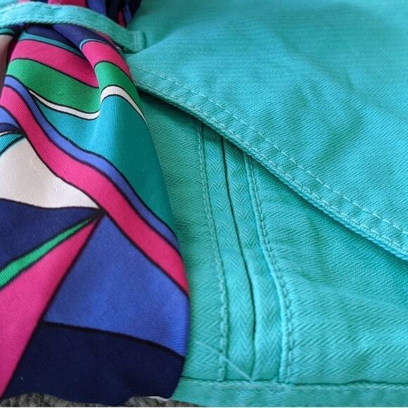 VINTAGE CHEROKEE Green cotton jeans shorts revorked @L1 - Picture 3 of 8